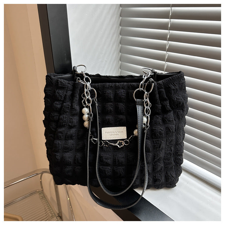 Women's Gentle Fashion Pleated Large Capacity Style Tote Bags