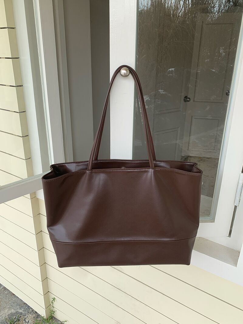 Women's Simple Korean Style Soft Leather Textured Large Capacity Commuter Shoulder Bags