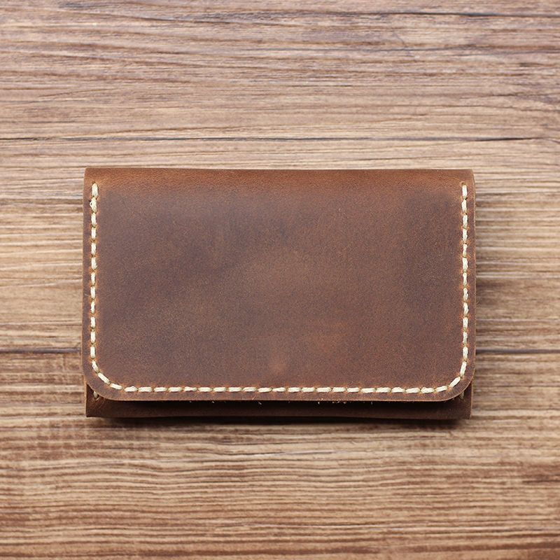 Crazy Horse Leather Handmade Retro Simple Large Card Holder