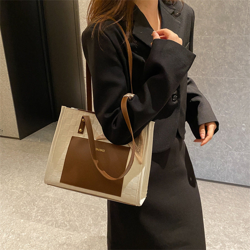 Women's Large Capacity Autumn Popular Texture Class Shoulder Bags