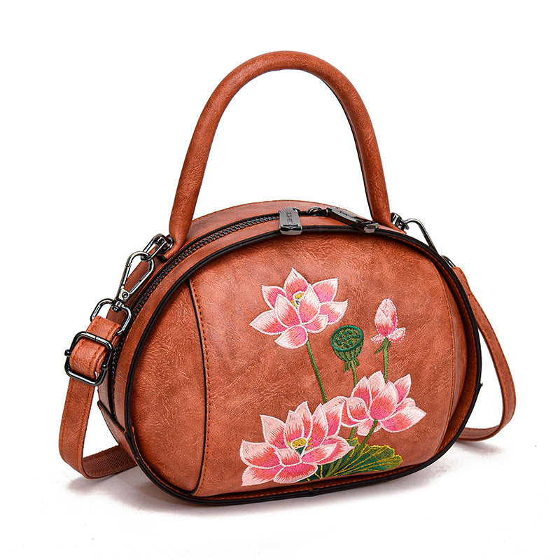 Women's Chinese Style Size Embroidered Lotus Ethnic Handbags