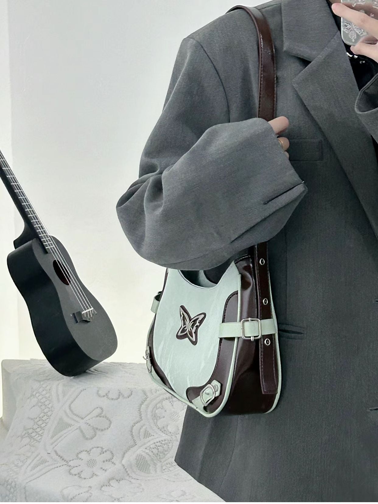 Dopamine Butterfly Underarm Contrast Color Motorcycle Crossbody Bags