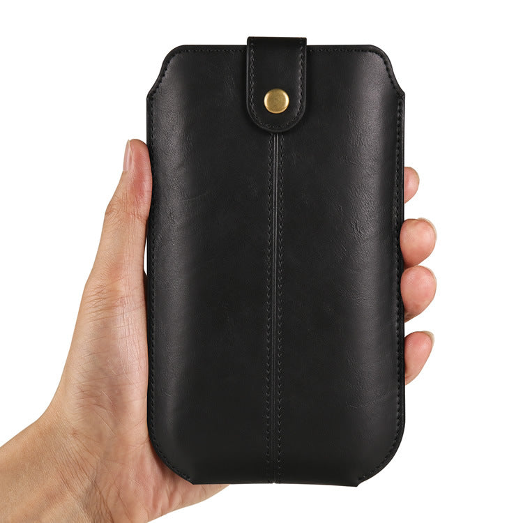 Lightweight Magnetic Snap Leather Male Elderly Vertical Phone Bags
