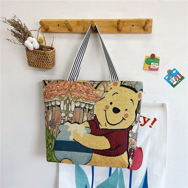 Women's Canvas Portable Large Woven Rust Capacity Shopping Short Shoulder Bags
