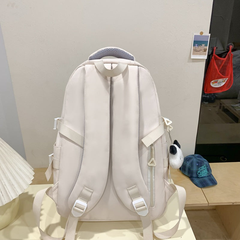 Women's Fashion Solid Color Wide Strap Portable Backpacks