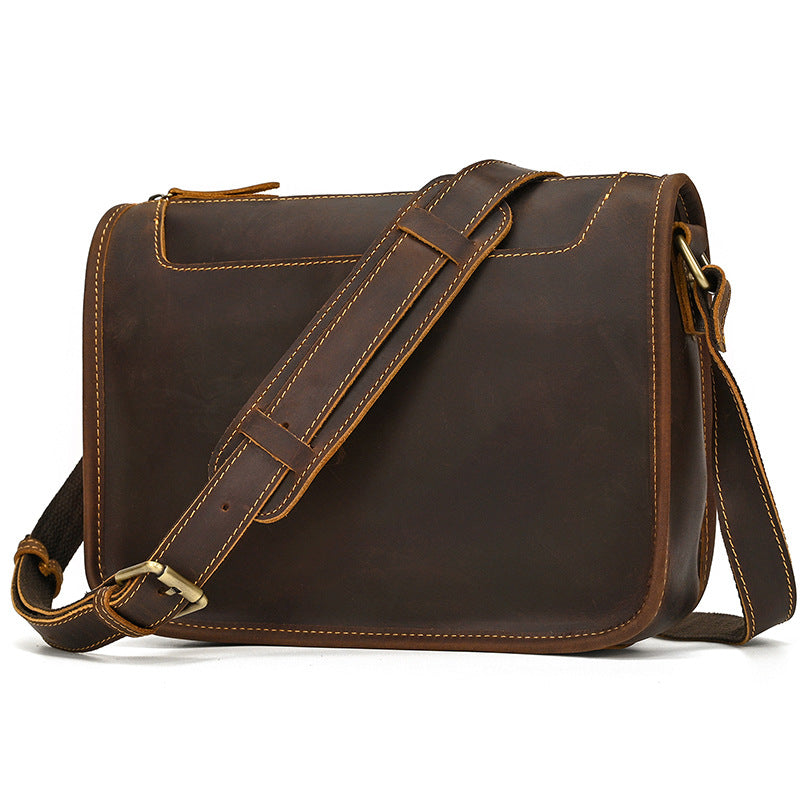 Men's Leather Crazy Horse First Layer Cowhide Men's Shoulder Bags