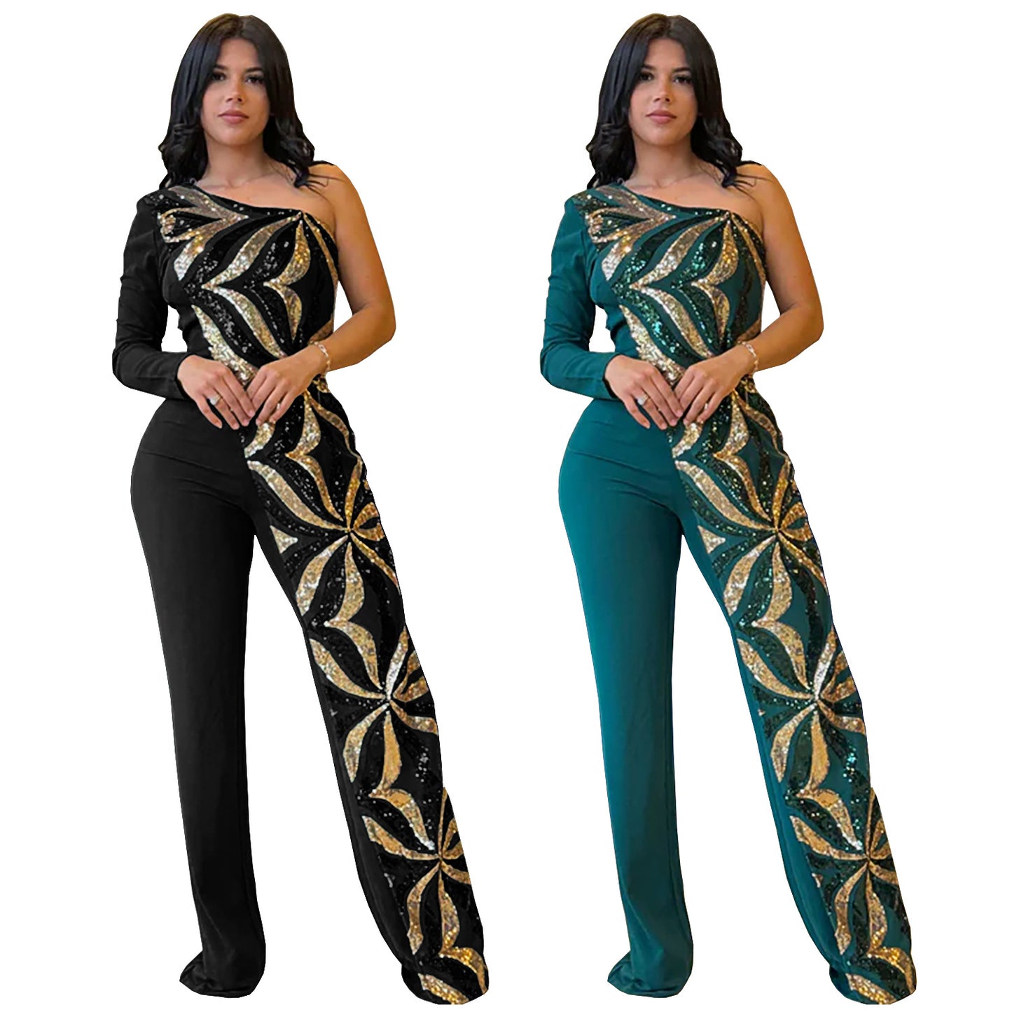 Women's Fashion Wear Elegant One Shoulder Bead Jumpsuits