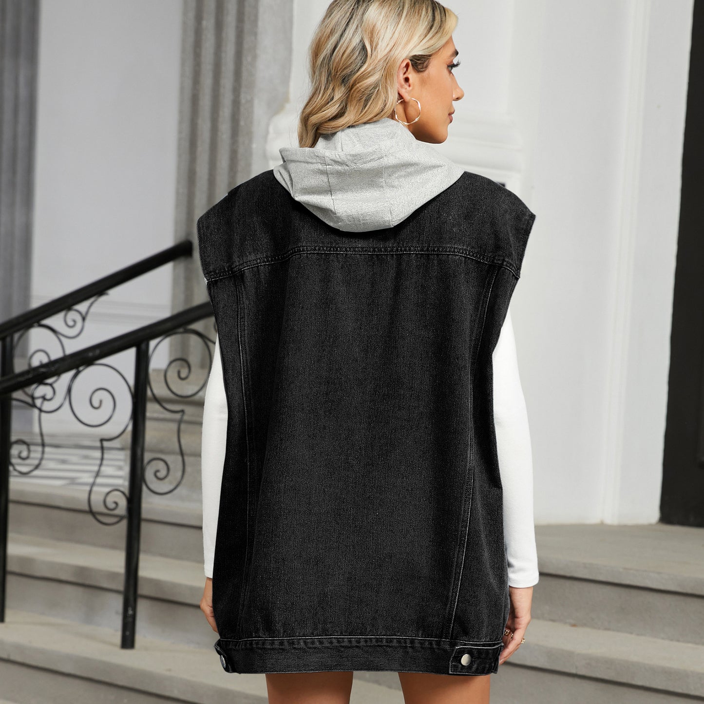 Women's Trade Washed Loose Pockets Denim Waistcoat Vests