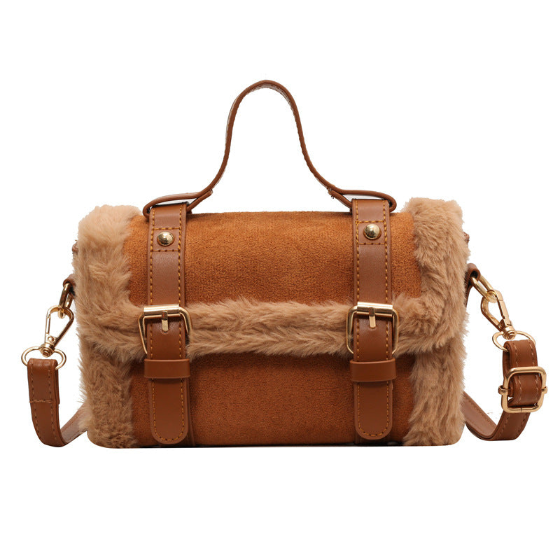 Women's French Minority Fashion Western Style Plush Shoulder Bags