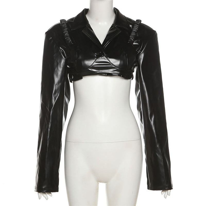 Women's Autumn Fashion Long Sleeve Lapel Bare Midriff Jackets