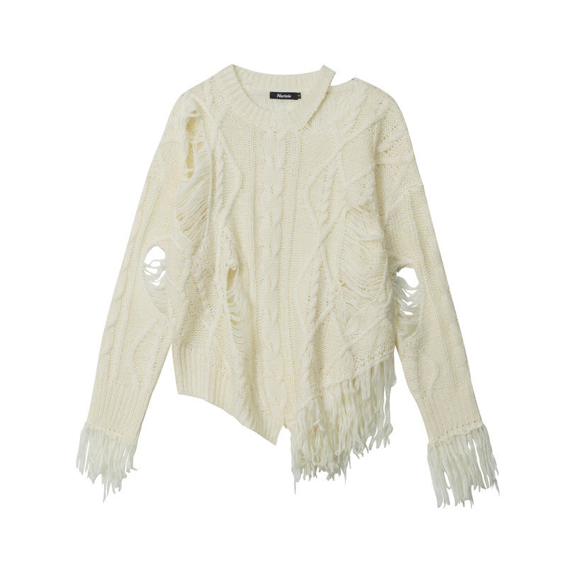 Ripped Design Loose Long Sleeve Idle Sweaters