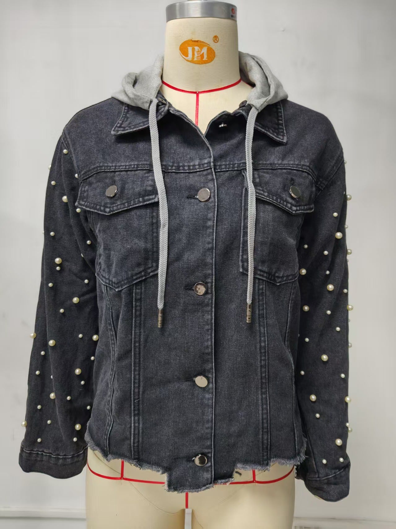 Women's Spring Washed Bead Long Sleeve Casual Jackets