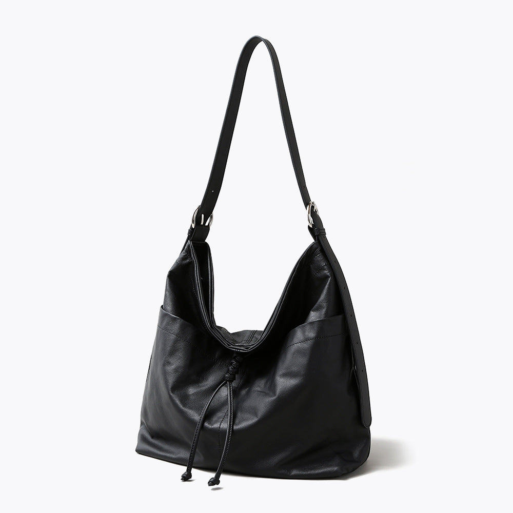 Women's Layer Cowhide Underarm Bow Tassel Large Shoulder Bags
