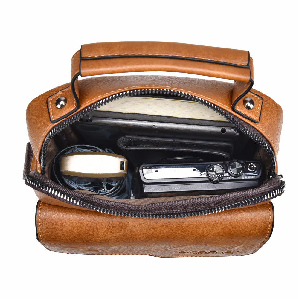 Men's Classic Retro Vertical Portable Leather Men's Shoulder Bags