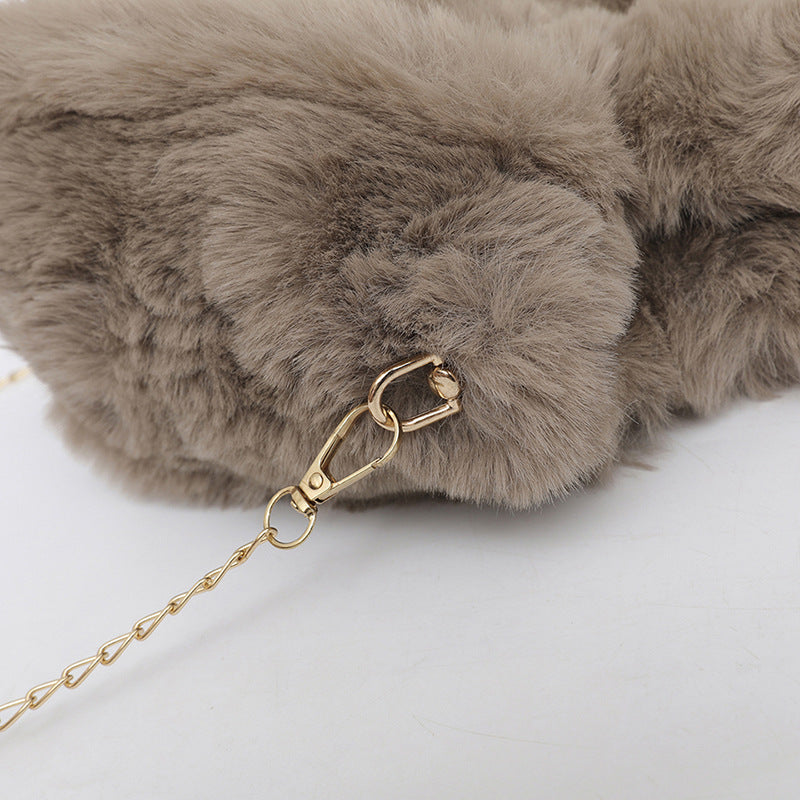 Women's Plush Imitate Rex Rabbit Fur Mini Crossbody Bags