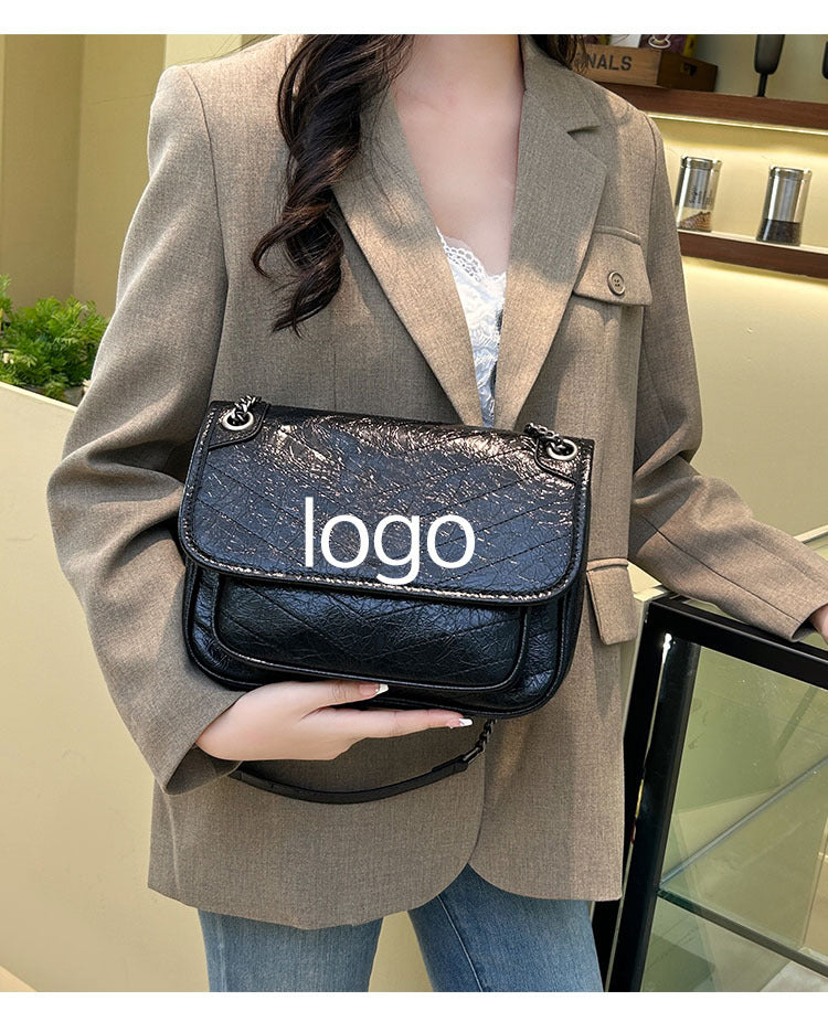 Women's Forest Genuine Leather Chain Large Capacity Crossbody Bags