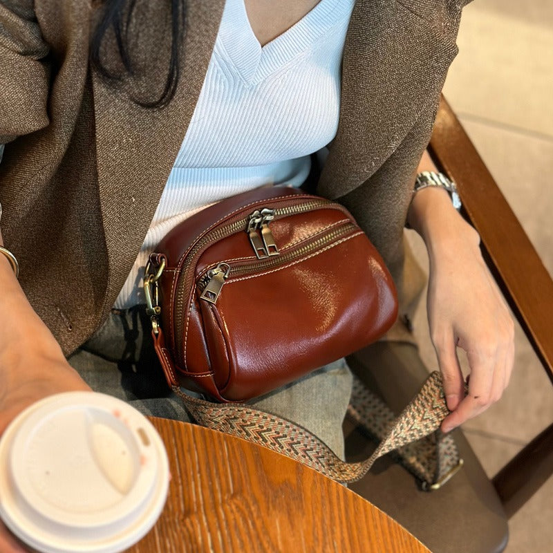 First Layer Cowhide Advanced Texture Minority Crossbody Bags
