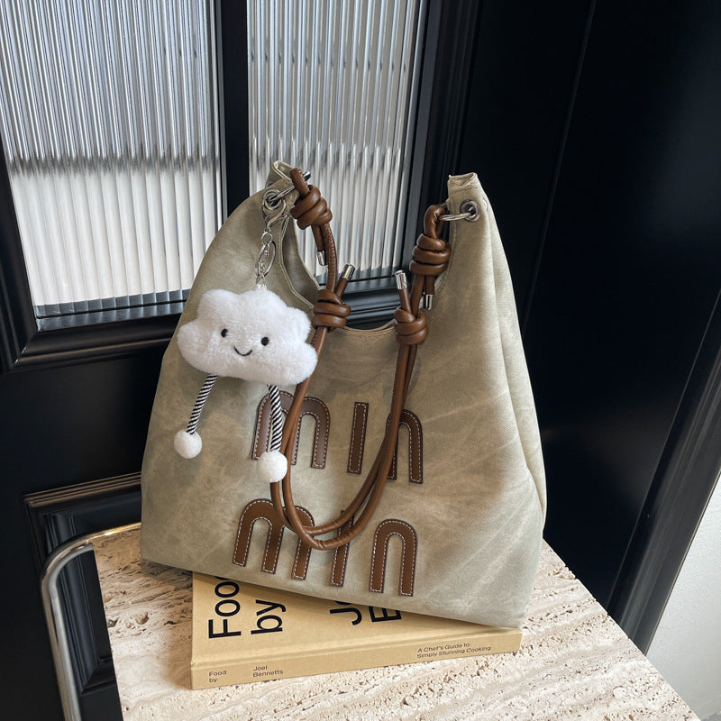 Women's Retro Korean Type Denim Underarm Fashion Handbags