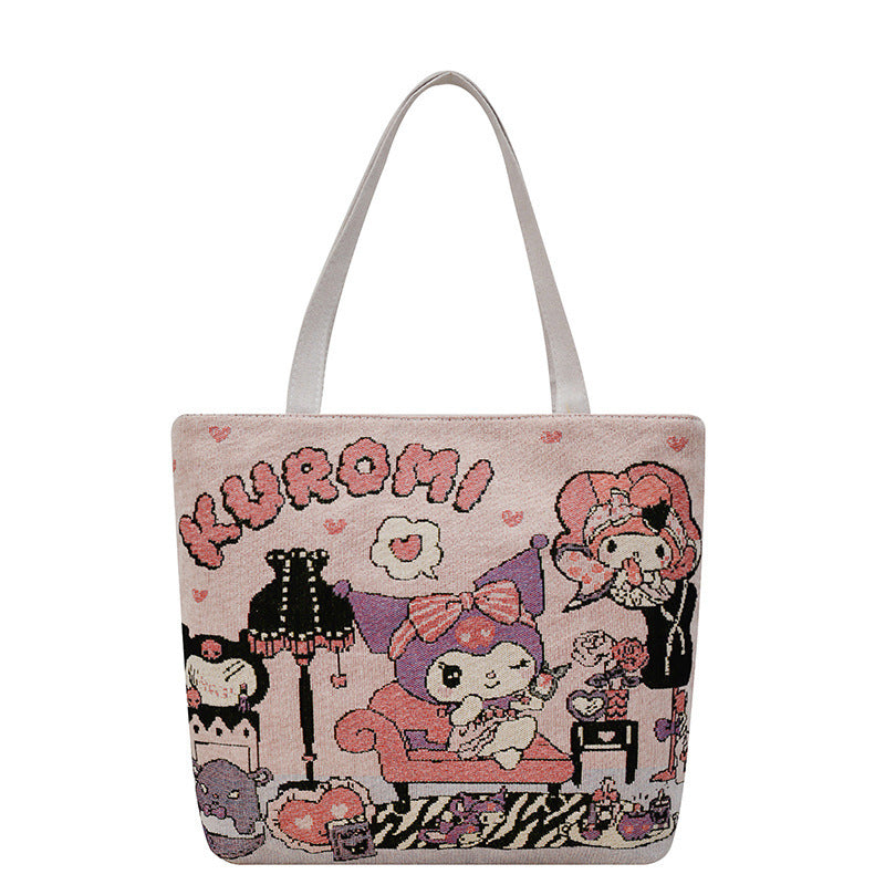 Silk Jacquard Embroidered Cloth Large Capacity Tote Bags