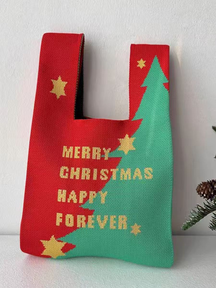 Christmas Gift Knitted Vest Lunch Box Tote Bags