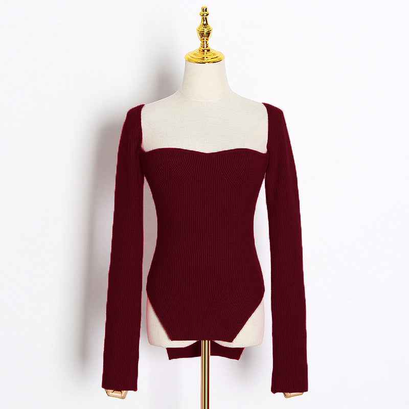 Women's Shirt Autumn Fashion Hem Irregular Slits On Sweaters