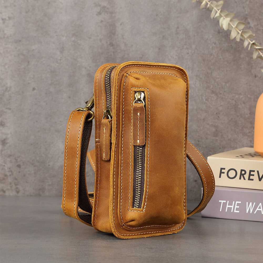 Men's Crazy Horse Leather Vintage For Mini Men's Messenger Bags