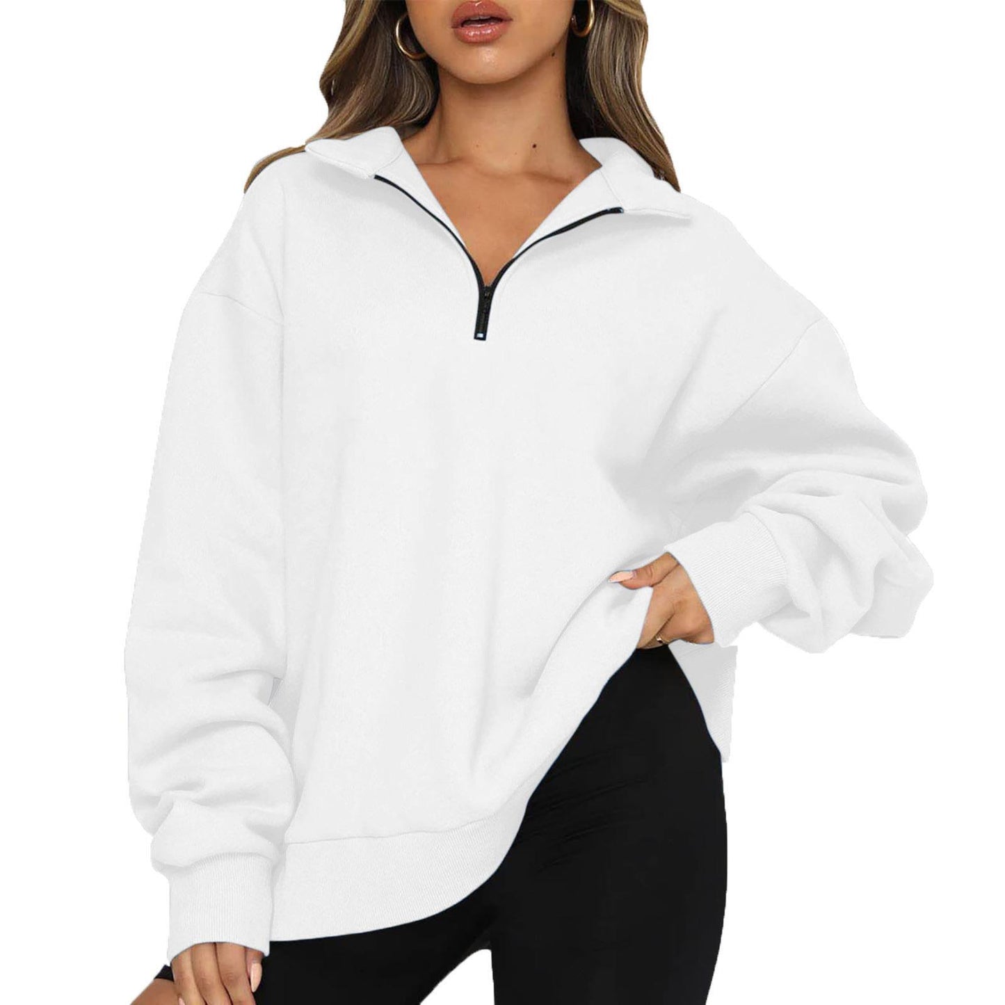 Women's Casual Half Zipper Pullover Long Sleeve Women's Sweater, Sweater