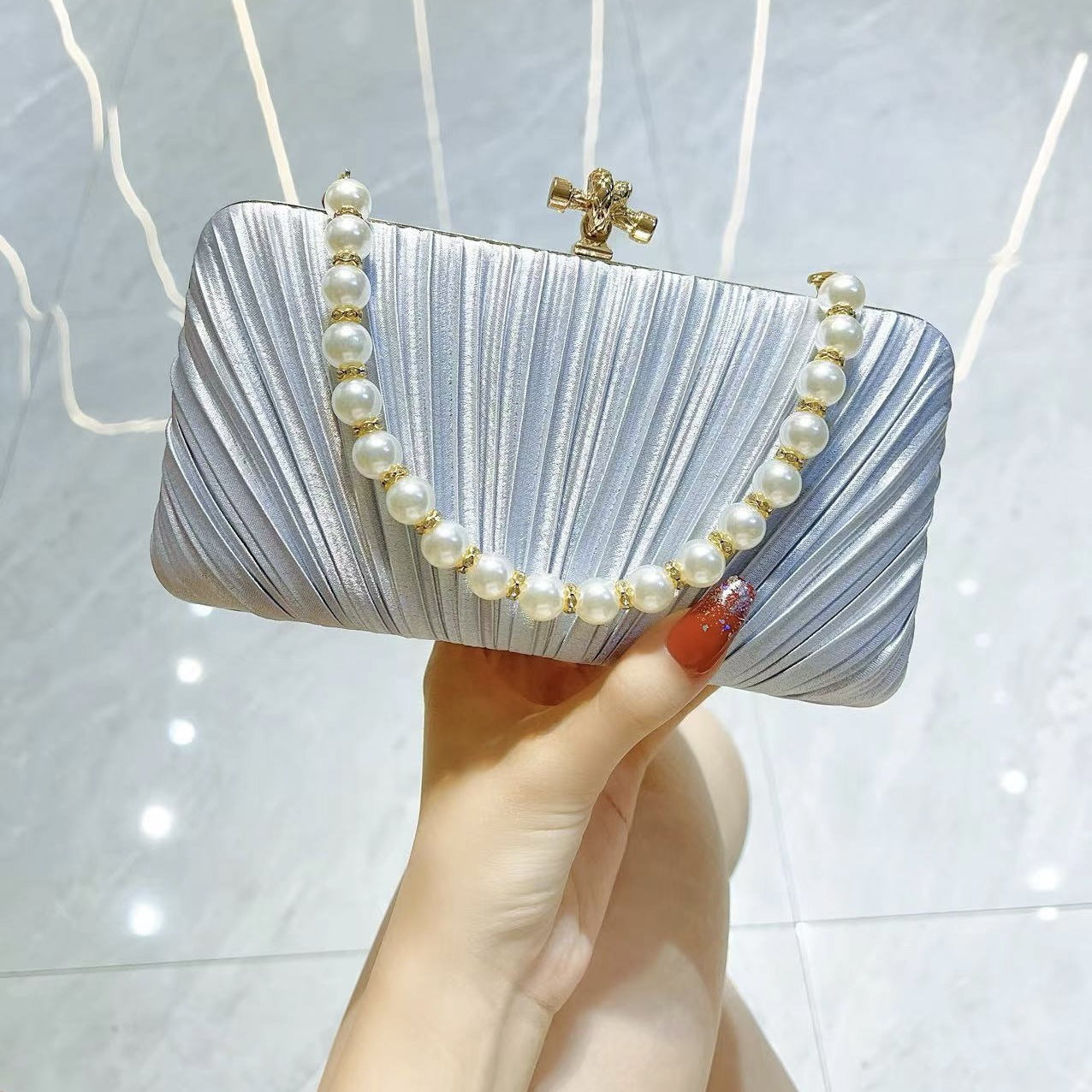 Classy Pretty Pleated Dinner Clutch Cross Evening Bags