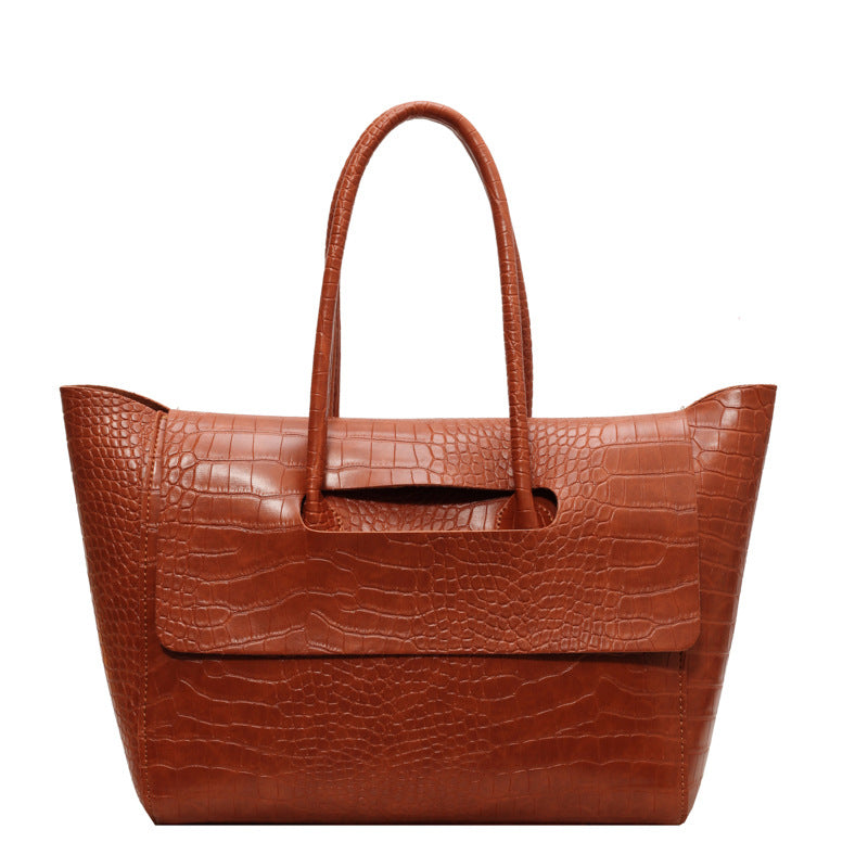 Women's Large Capacity Textured Korean Style Trendy Tote Bags