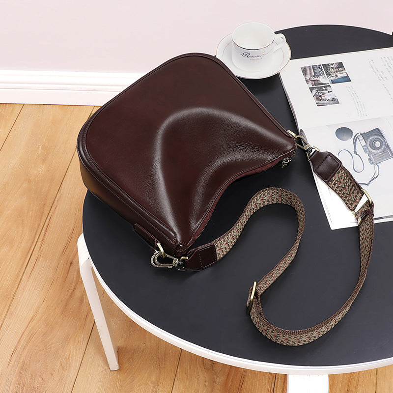 Women's Saddle Genuine Leather Versatile Large Capacity Crossbody Bags