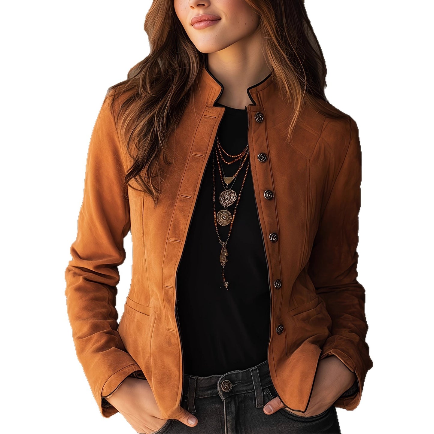 Women's Elegant Basic Imitation Fur Suede Contrast Jackets