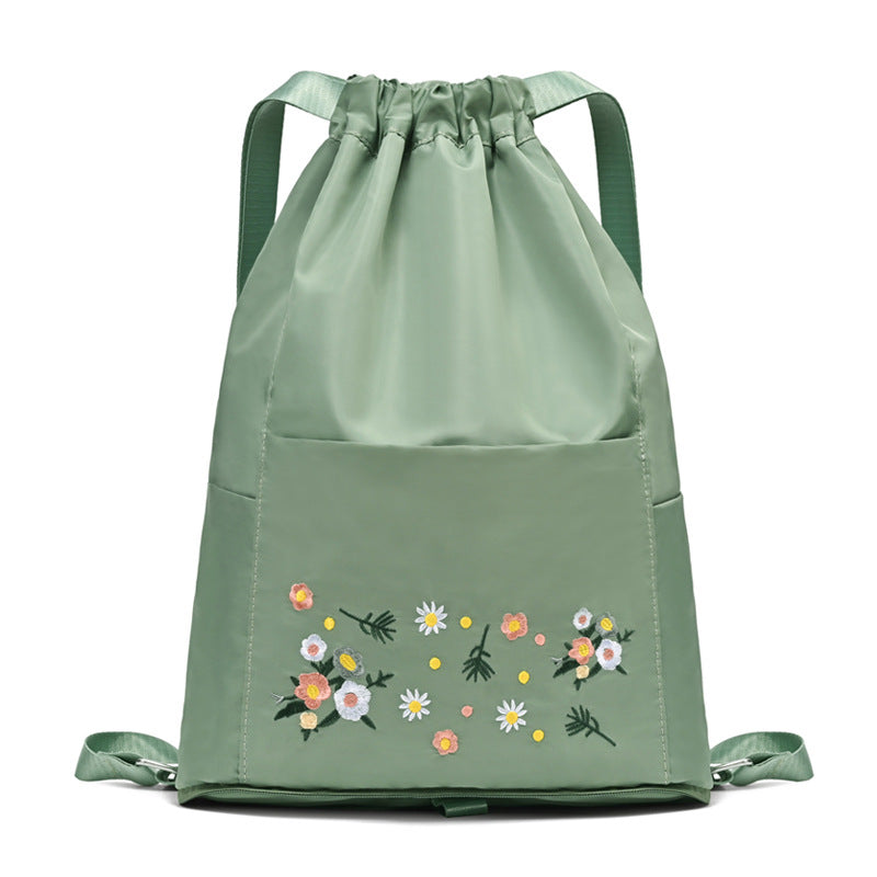 Women's Large Capacity Embroidered Folding Short Distance Dry Wet Separation Backpacks