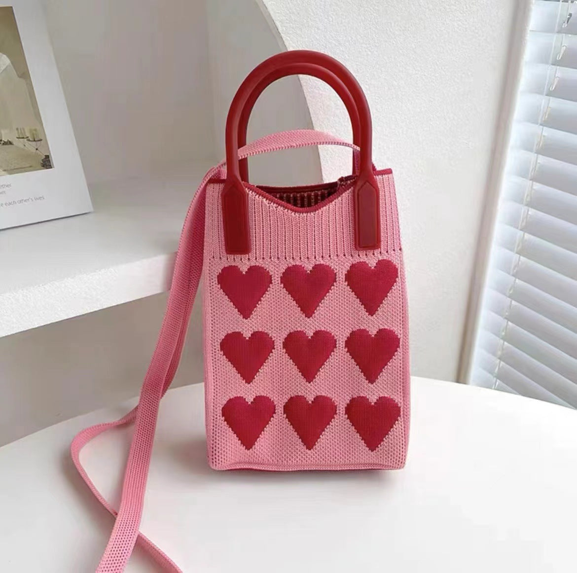 Fashionable Knitted Mobile Lightweight High-grade Love Phone Bags