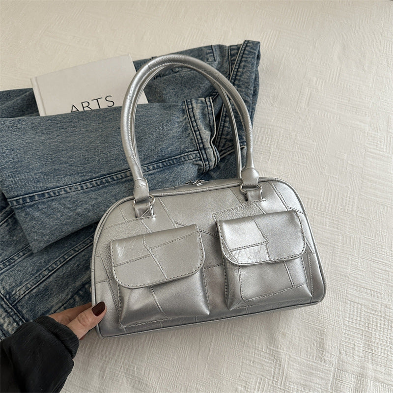 Women's Niche Underarm Fashion Stitching Versatile Large Armpit Bags