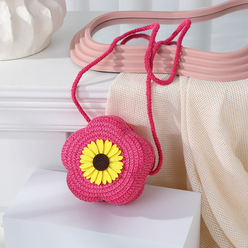 Women's Woven Seaside Flower Beach Summer Mini Children's Coin Purse