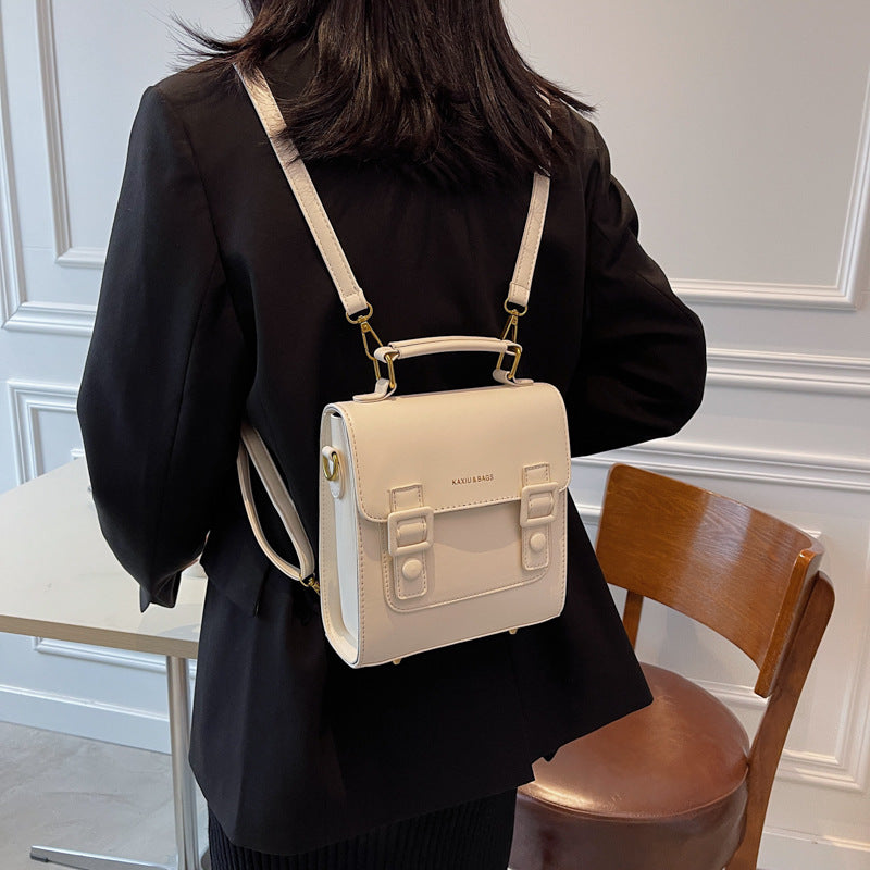 Women's Leather Fashion College Style Double Backpacks
