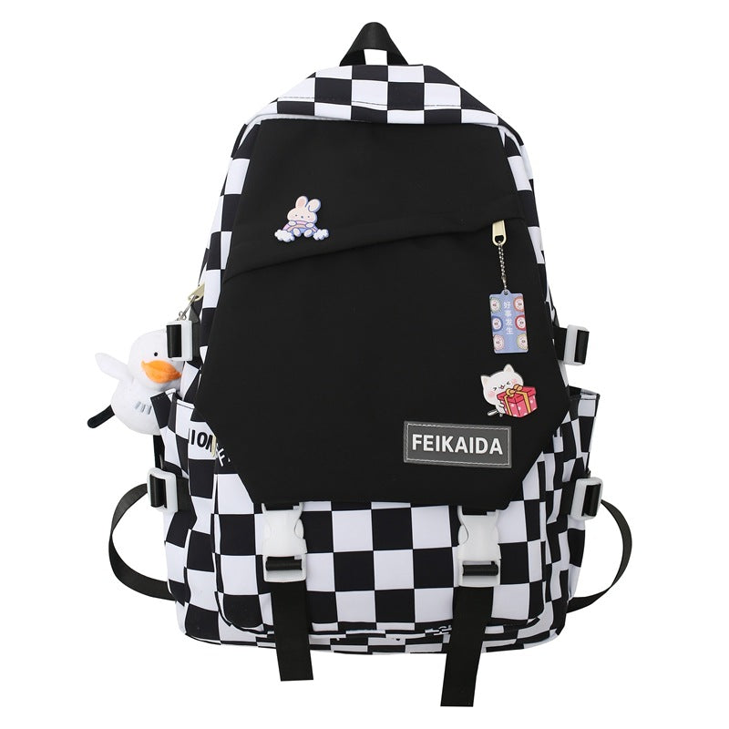 Letters Contrast Color Fashion Fresh Plaid Backpacks