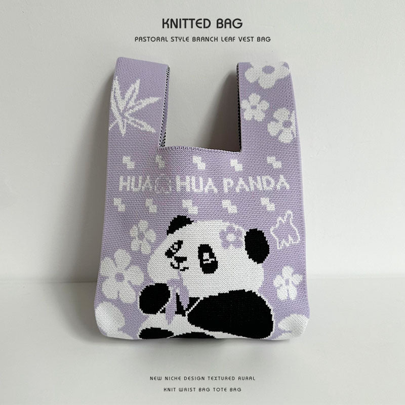 Female Cute Panda Cartoon Mobile Storage Handbags