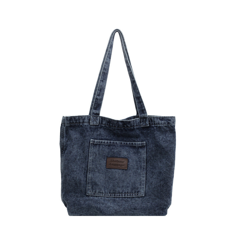 Women's Korean Style Leisure Washed-out Denim Fashion Shoulder Bags