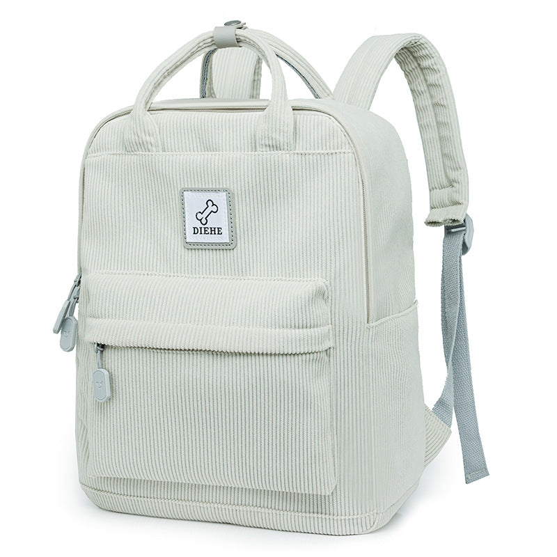 Women's High College Corduroy Large Capacity Simple Middle School Students' Schoolbags