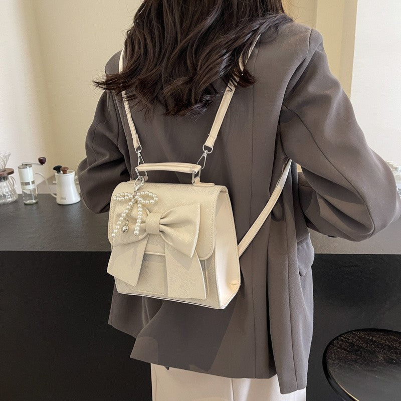 Niche Bow Design Pearl Ornaments Fashion Backpacks