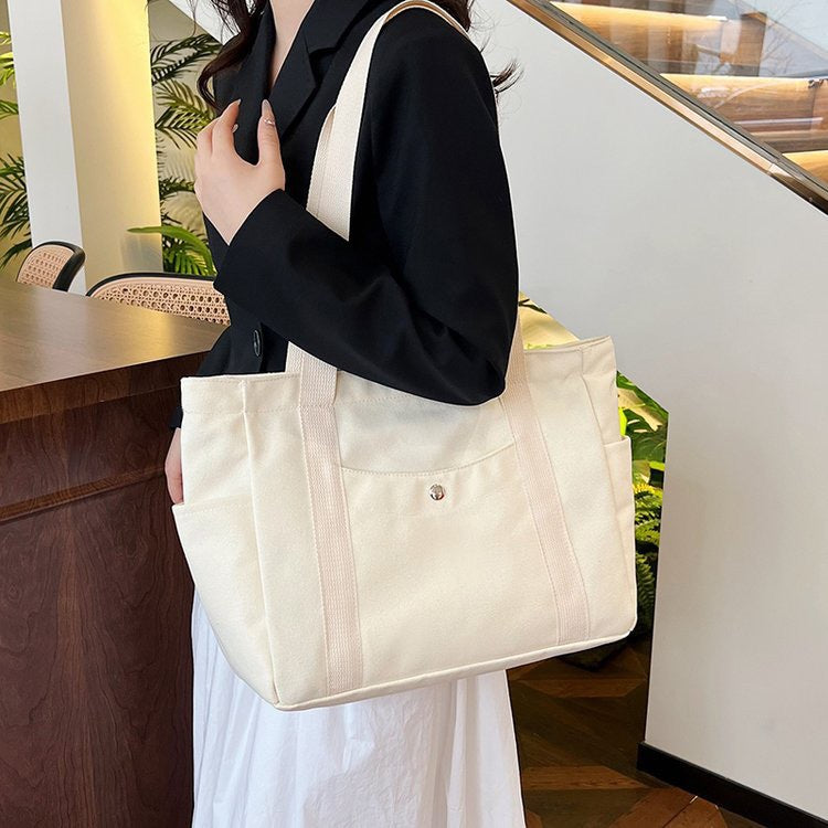 Women's Canvas Large Capacity Book Holding Class Armpit Bags