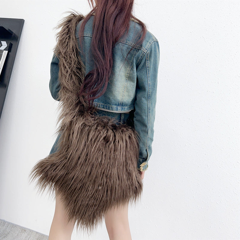 Plush Dopamine Wear Niche Hot Furry Crossbody Bags