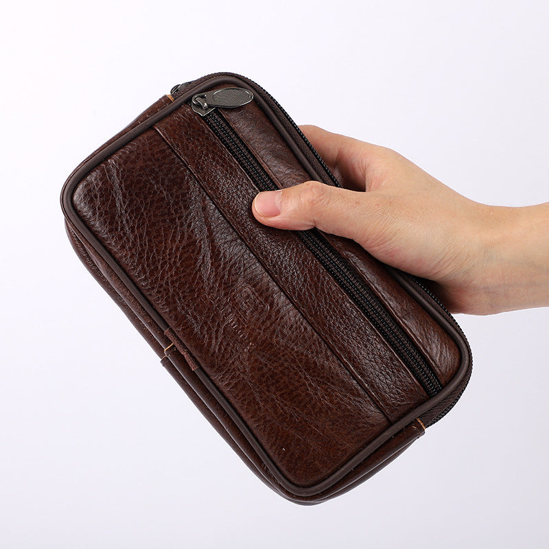 Men's Classy Waterproof Cell Cowhide Change Phone Bags