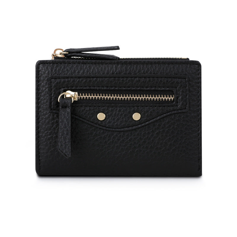 Women's Zipper Short Portable Lychee Pattern Mini Ladies Wallets