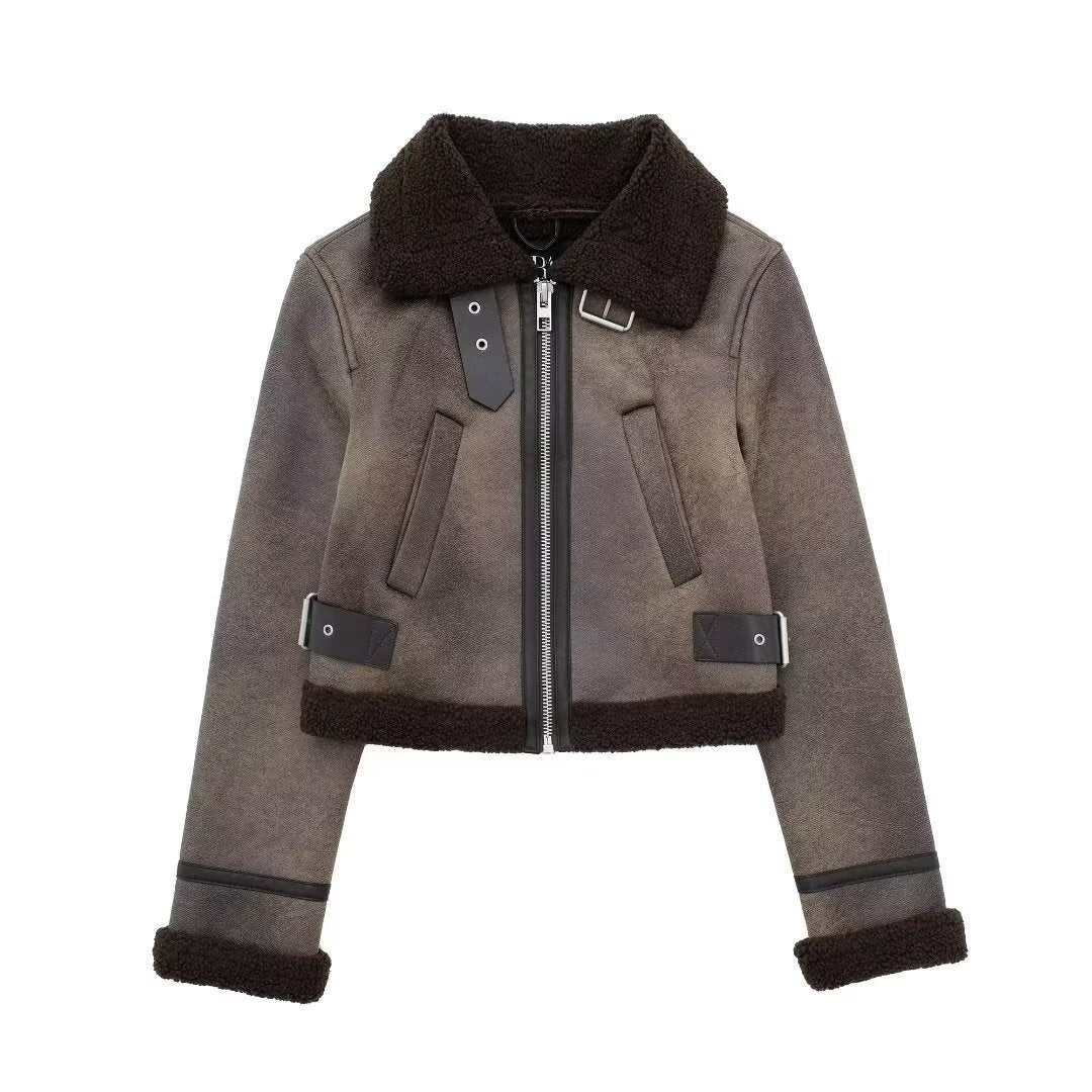 Women's Autumn Retro Seam Distressed Double-sided Coats