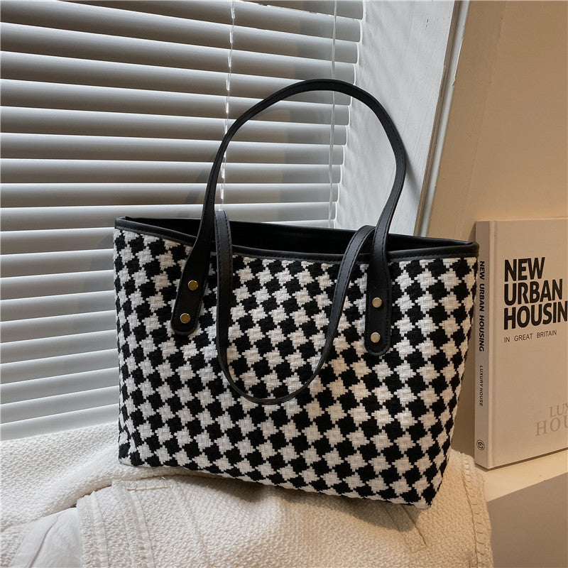 Simple Commute Big Fashion Check Pattern Shoulder Bags