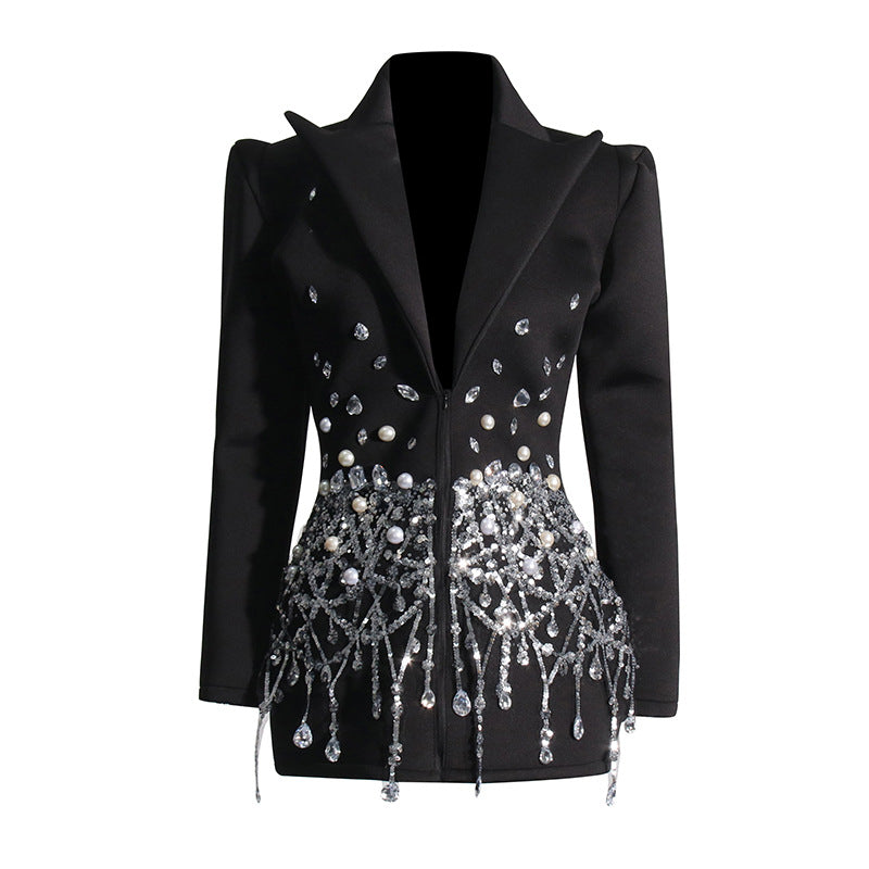 Women's Style Lapel Long Sleeve Butterfly Sequins Blazers