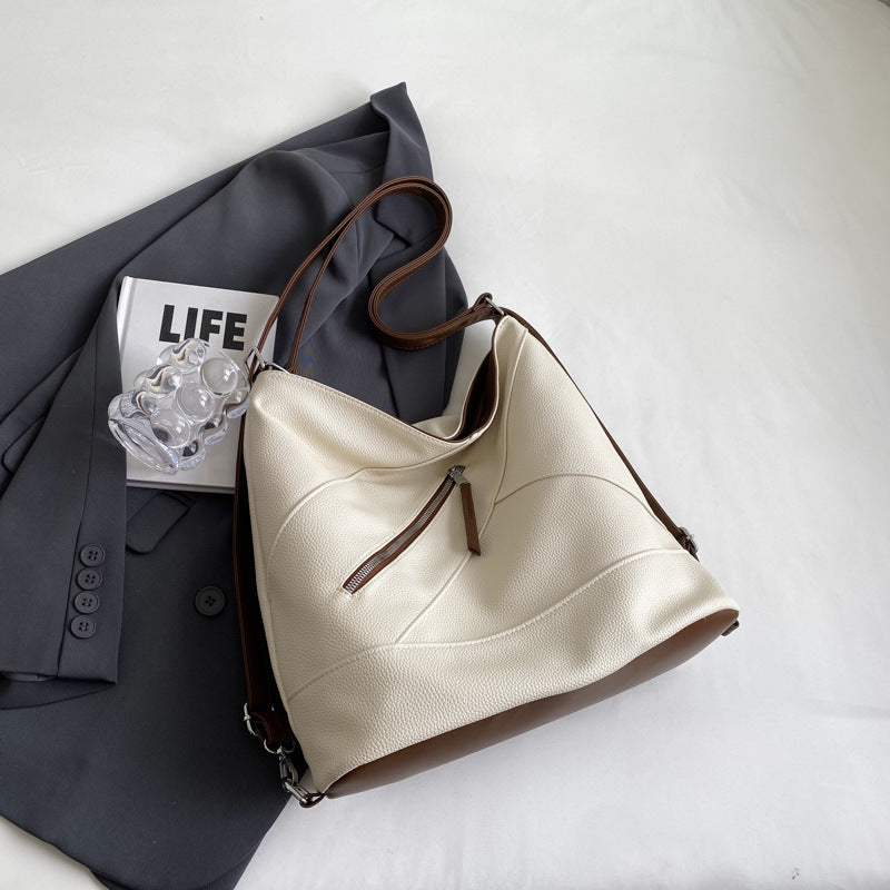 Large Capacity Commuter Fashion Stitching Big Shoulder Bags