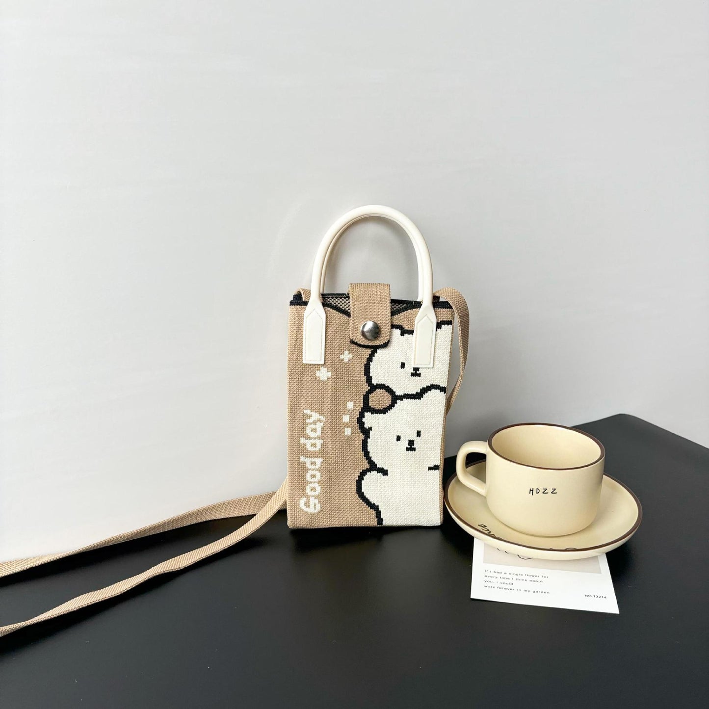 High Sense Mobile Cartoon Knitted Dopamine Bags